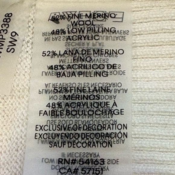 Karl Lagerfeld Paris Ivory Mock Neck Merino Wool Jeweled Shoulder Sweater M NWT - Picture 6 of 6